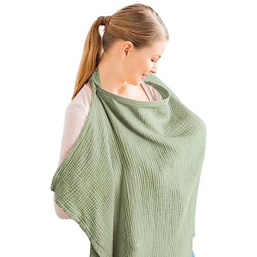 Konssy Muslin Nursing Cover Up for Breastfeeding with Rigid Hoop