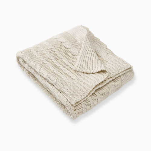 Organic Cable Knit Stroller Blanket - Oat