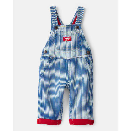 Baby Hickory Stripe Knit-Like Denim Overalls - Blue/Ivory - OshKosh B'gosh | Carter's