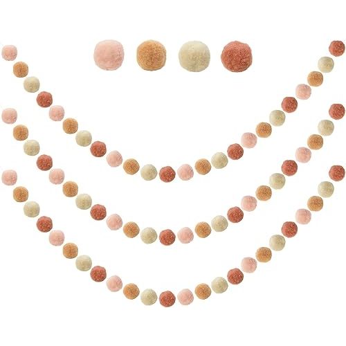 3 PCS Felt Ball Garland - 9.8 Feet 36 Balls 4 Pastel Colors Pom Pom Decorations - Nursery Decor Bunting Birthday Party Carnival Photo Prop