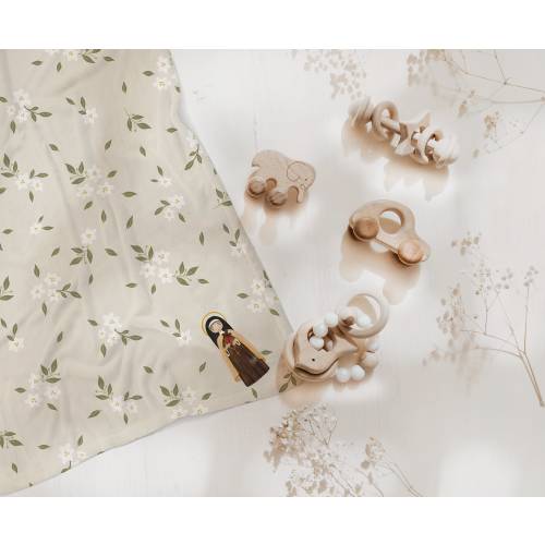 Saint Therese Catholic Baby Swaddle Set, Baptism Gift for Infant, St Therese of Lisieux Inspired Blanket and Headband