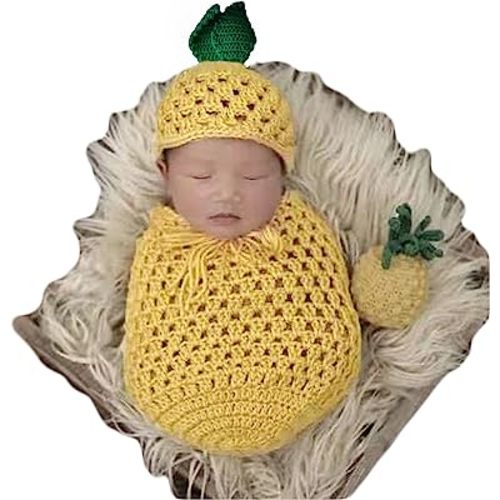 Baby Photography Props Pineapple Hat Sack Newborn Boy Girl Photo Shoot Outfits Infant Photoshot Crochet Unisex Set Yellow