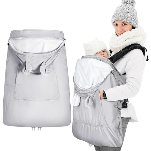 Orzbow Baby Winter Carrier Cover with Detachable Hood, Light Grey Bear