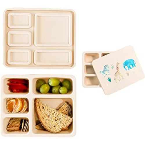 Austin Baby Co Leak-Proof Bento Lunch Box for Kids – Silicone Kids Lunch Container with 5 Leakproof Compartments – Food-Safe Materials, Sturdy, Dishwasher Safe, and BPA Free