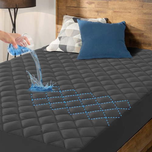 Queen Size Waterproof Mattress Pad Protector, Breathable Quilted Mattress Cover Noiseless Waterproof Fitted Sheet Mattress Topper Up to 21" Deep Pocket