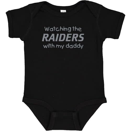 Watching the Raiders with my Daddy Fan Baby Jersey Bodysuit Outfit - Black