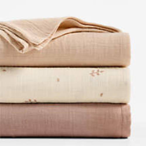 Supersoft Natural Leaf Organic Cotton Gauze Lullaby Baby Swaddles, Set of 3