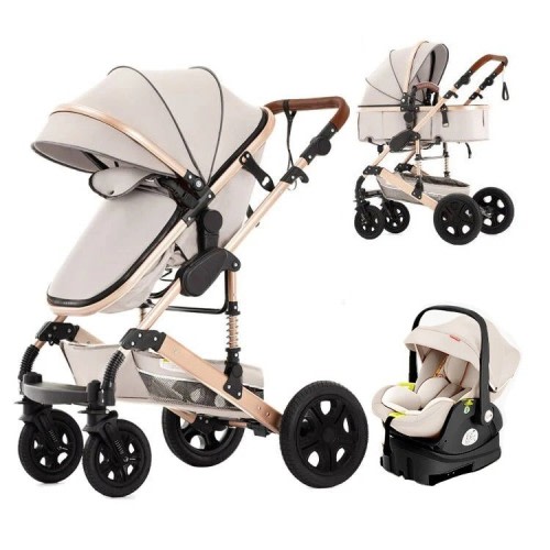 Baby Stroller Combo Car Seat, Baby Travel System with Isofix Base,Baby Pram 3in1