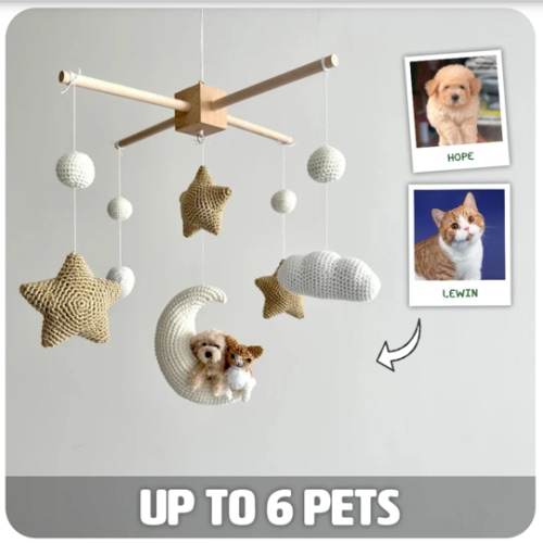 Pet Moon Brown | Custom Crochet Pet Nursery Baby Mobile – My Dollfy