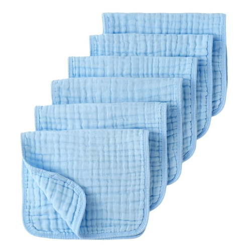 CZHQWE Burp Cloths Burping Cloths For Babies Muslin Burp Cloths 100% Cotton Muslin Cloths Large 20''X10'' Extra Soft And Absorbent 6 Pack Baby Burping Cloth For Boys And Girls Blue