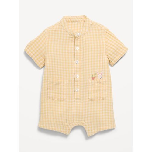 Short-Sleeve Double-Weave One-Piece for Baby