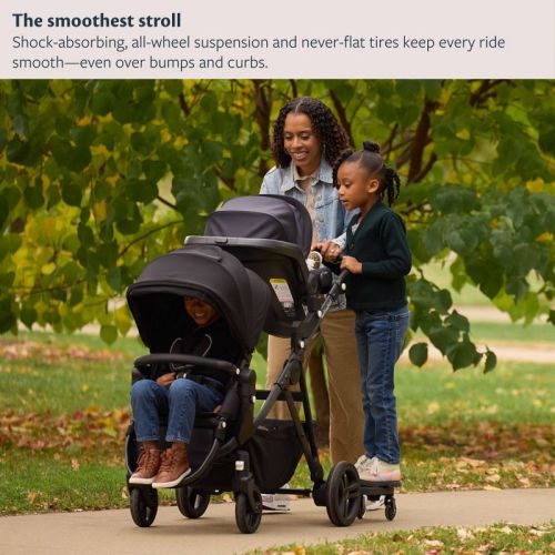 Mockingbird Modular Single-To-Double Full Size Stroller 3.0 - Black Windowpane: Adjustable Handle, Flat-Free Tires, Machine Washable Seat Pad