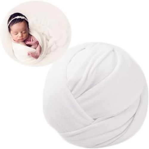 Zeroest Newborn Photography Outfits Props Stretch Wraps for Baby Boys & Girls - Newborn Photoshoot Posing Wrap Blanket (White)