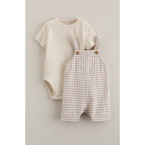 Cotton Bodysuit & Shortalls Set, 3M