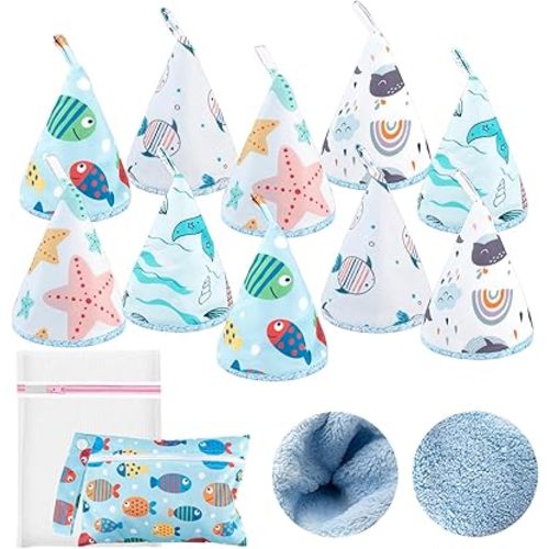 YSSPPOY 10 Pcs Coral Velvet Peepeeteepe Baby Boy with Storage Bag & Laundry Bag, Strong Water Absorption Pee Peep Teepee for Baby Boy, Reusable Pee Covers for New Parents Gift