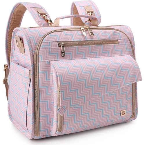 ALLCAMP Diaper Backpack, Waterproof Large Capacity Baby Bag, Multi-Function Nappy Bag with Stroller Hooks, Convertible Tote