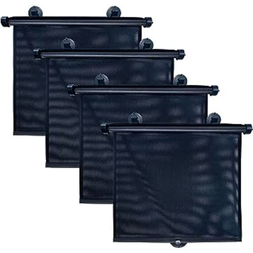 EcoNour Car Window Shades (4 Pack) | Retractable Car Roller Sunshade for Kids | Baby Window Shades for Car Offers Impeccable Sun Protection | Car Curtain Shades for Privacy Blackout | 15"x17"