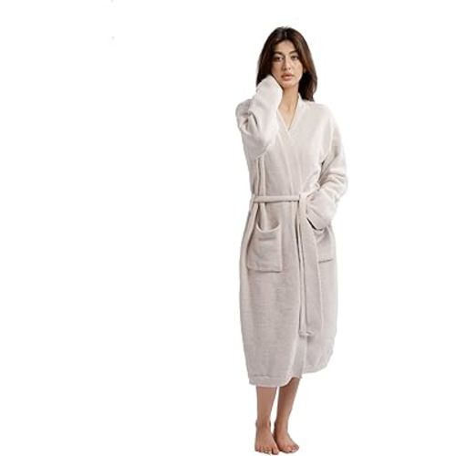 WESHIONGOO Women’s Robe Luxury Knit Bathrobe for Women Ultra-Soft Plush Fleece Robe, Cozy Spa-Like Longwear (One Size)