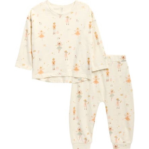 Print Long Sleeve Cotton Top & Pants Set