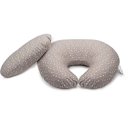 Dr. Mama's Organics Nursing Pillow with Lumbar Support - Ergonomic Design Helps Relieve Back Pain and Arm Fatigue - for Bottle and Breastfeeding - Removable Organic Cotton Cover - (Gray Stars)