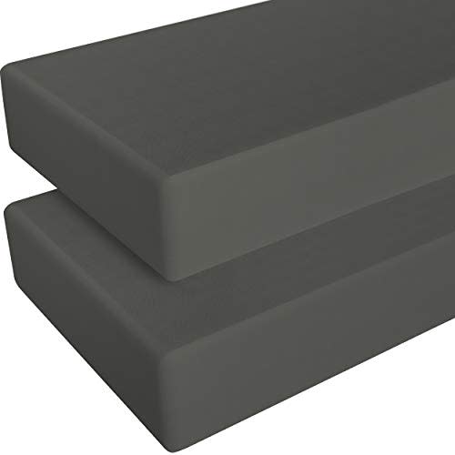 NTBAY Microfiber Crib Fitted Sheets, 2 Pack, 28 x 52, Dark Grey | 2 Pack Soft Fitted Crib Sheets with Full Elastic and 8 Inch Pockets for Standard 28 x 52 Inch Crib Mattresses