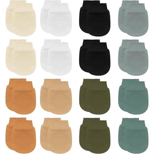 16 Pairs Newborn Baby Cotton Mittens No Scratch Gloves Newborn Mittens Infant Toddler Gloves for Boys Girls 0-6 Month
