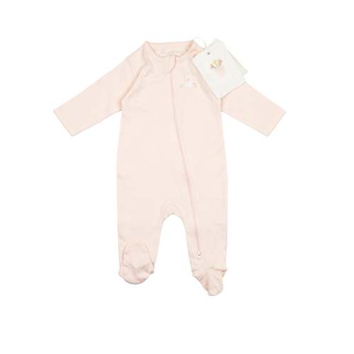 Pima Embroidered Footie in Pink Clothesline – Wild Wawa