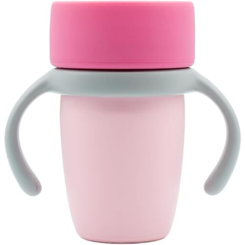 WeeSprout Baby Training Cup - Silicone Sippy Cup with Removable Handles for Weaning Off Bottle - Transition Spill-Proof Toddler Cups - No-Spill Design (Pastel Pink/Hot Pink/Light Gray)