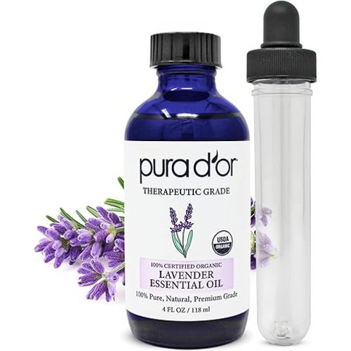 PURA D'OR Organic Rosemary Essential Oil, 4oz, Therapeutic Grade, for Hair, Body, Skin, Aromatherapy, Relaxation, Massage, Mood, Relief, Home, DIY Soap