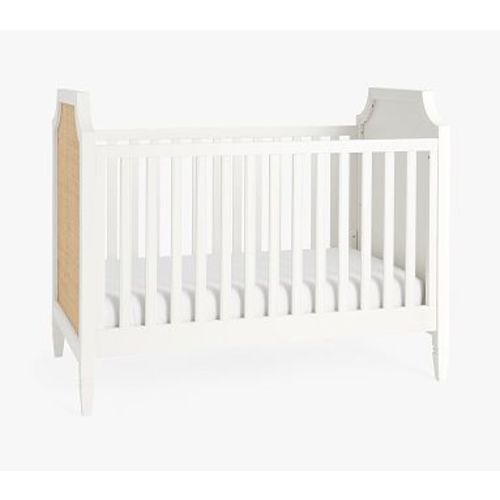 Ava Regency Caned Endpanel Crib, Simply White/ Natural Caning, UPS Delivery