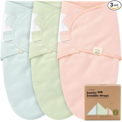3-Pack Organic Swaddles for Newborns, Baby Sleep Sacks 0-3 Months - Baby Swaddle Wrap, Newborn Wearable Blanket, Infant Sleep Sack for Girls, Boys, Soft & Snug, Large Hook & Loop Closure (Mellow)