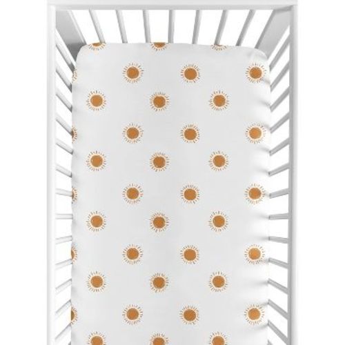 Sweet Jojo Designs Boy Girl Gender Neutral Unisex Baby Fitted Crib Sheet Boho Sun Collection White and Orange