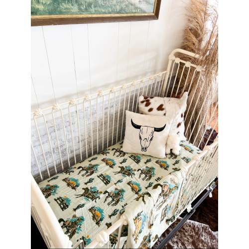 Buckaroo Ranch Bronc Cowgirl Fitted Crib Sheet 2.0