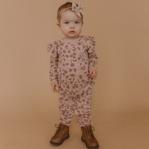 Organic Ruffle Full Sleeve Romper - Mystic Floral