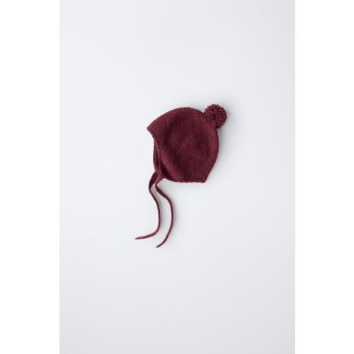 KNIT POMPOM BONNET - Raspberry | ZARA United States