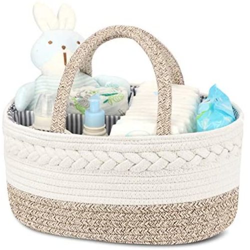 Diaper Caddy Organizer for Baby, Cotton Rope Diaper Basket Caddy, Changing Table Diaper Storage Caddy, Maliton Baby Baskets for Storage, Baby Shower Gifts for Newborn
