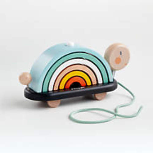 Janod Rainbow Turtle Wooden Baby Pull Toy