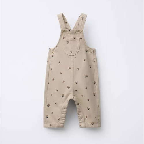 FLORAL TWILL OVERALLS - Beige | ZARA United States