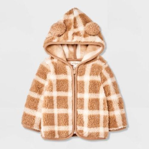 Baby Plaid Faux Shearling Hooded Jacket - Cat & Jack™ Brown