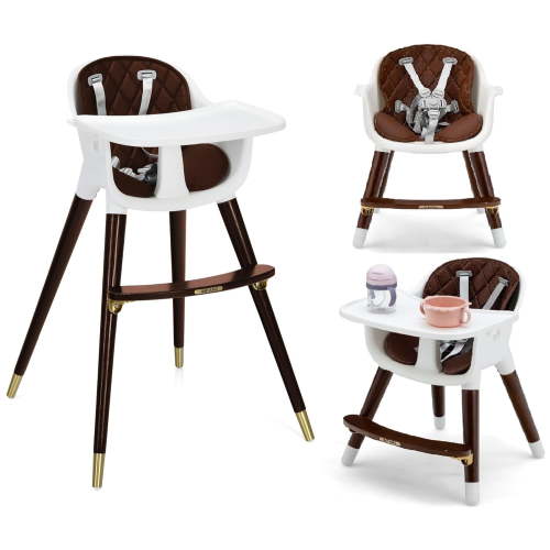 OLAKIDS 3 in 1 Baby High Chair for Kids and Toddlers, Modern Design with Removable Tray, Detachable Cushion, Adjustable Legs, 5-Point Harness, Footrest, Dinning Seat for Infant Girl Boy