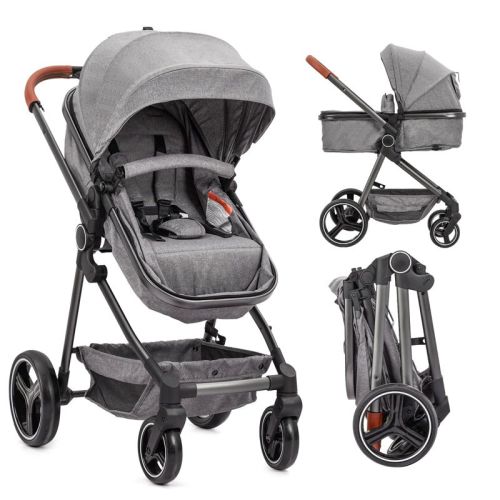 2-in-1 Bassinet Stroller, Lightweight Foldable Baby Stroller with Reversible Seat, Adjustable Canopy & All-Terrain Wheels for Newborns 0–3 Years