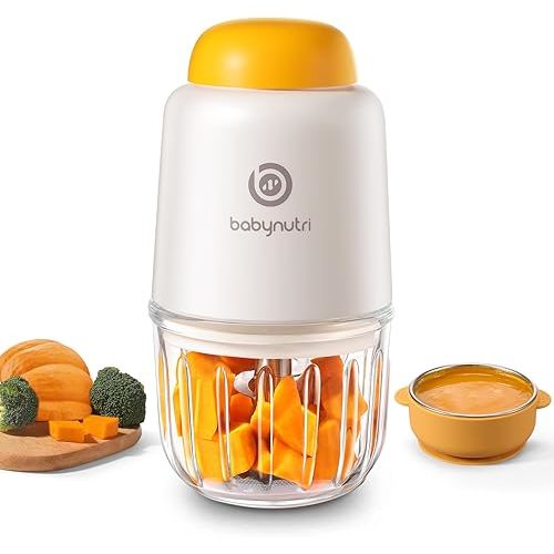 Baby Food Processor – Puree Blender for Baby Meals, Glass Bowl & Stainless Steel Blades, BPA-Free, Simple One-Touch Food Grinder for Baby Meals