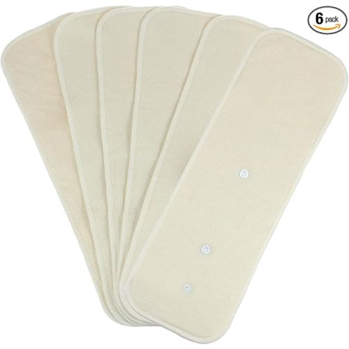 Mama Koala 3-Layer Hemp Cotton Baby Cloth Diaper Inserts, Adjustable and Reusable for Any Baby Cloth Diapers(6 Pack)