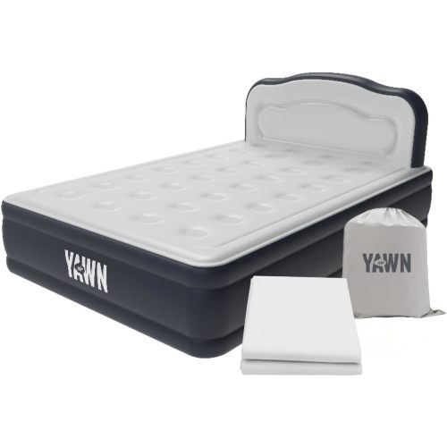 YAWN AIR Deluxe Self-Inflating Airbed with Custom Fitted Sheet Included