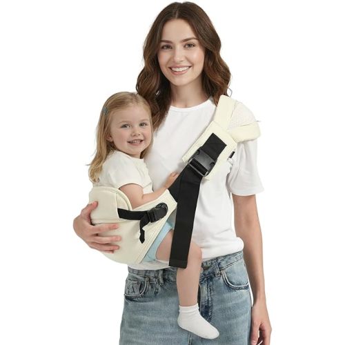 MISSWISDOM Toddler Sling Carrier, Toddler Carrier Sling, Baby Carriers Hip Carriers with Backrest, Lightweight Travel-Friendly Baby Slings Carriers, Beige