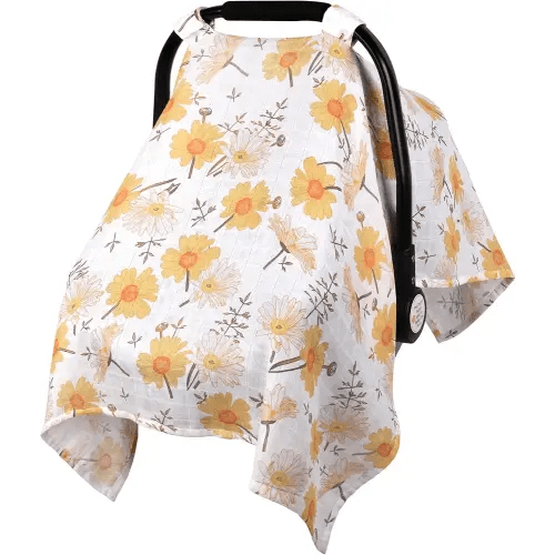 Metplus Muslin Carseat Cover for Babies,Breathable Infant Carseat Cover Lightweight Baby Carrier Cover for Girls Boys, Fit Spring Summer/Hot Days/Warm Weather