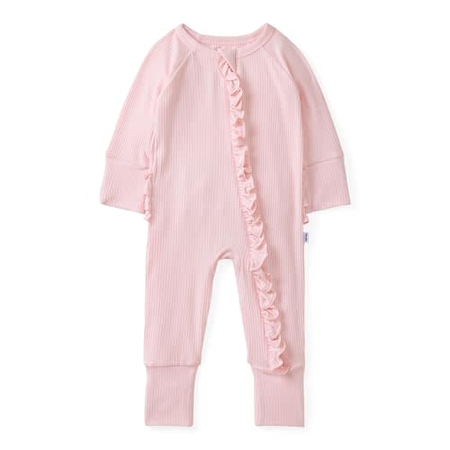 Little Sleepies Ruffle Zippy, Newborn Pajamas, Viscose from Bamboo Baby Pajamas, Girls Preemie Newborn Sleepers, 2-Way Zipper
