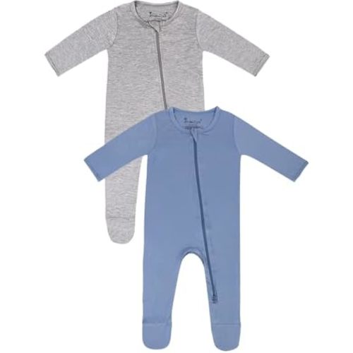 Jimonda Bamboo Baby Pajamas,Unisex Boys Girls One-Piece Footies,Long Sleeve Sleepers 2-Way Zip closure Romper