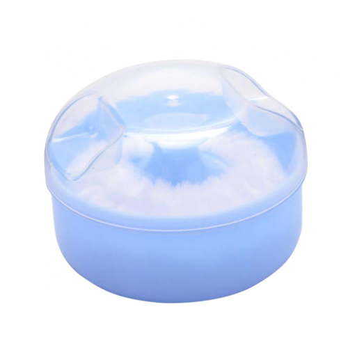 Baby Infant After-Bath Body Powder Case Fluffy Talcum Powder Puff Container Box (Blue)