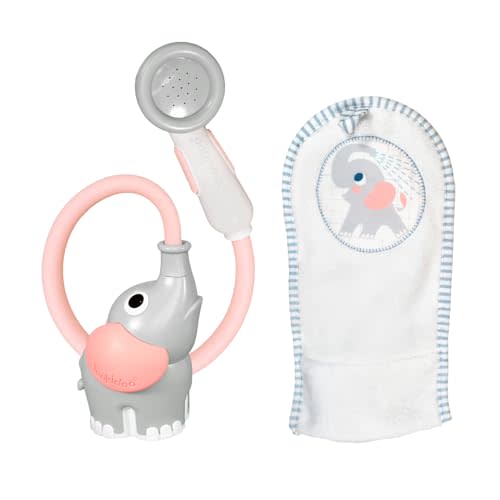 Yookidoo Elephant Baby Bath Toy Rinser with Washing Glove – Fun Battery-Operated Water Play & Trunk Spout Sprayer, Gentle Sink or Tub Bathing Essential for Newborns (Wash & Glove Pink)